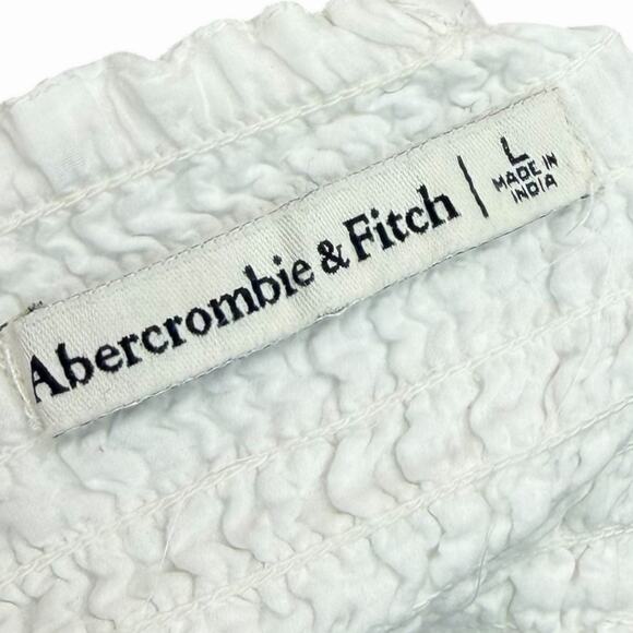 Abercrombie & Fitch White Halter Crop Top Smocked Backless Womens Sz L - Picture 3 of 10